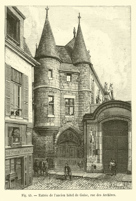 Ingang van het oude hotel van Guise, rue des Archives door French School