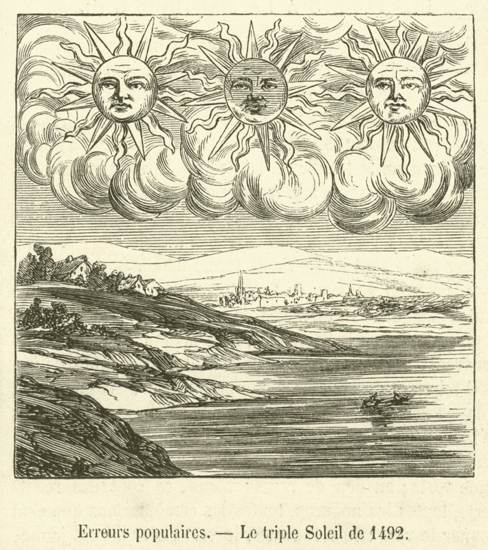 Populaire fouten, de drievoudige zon van 1492 door French School