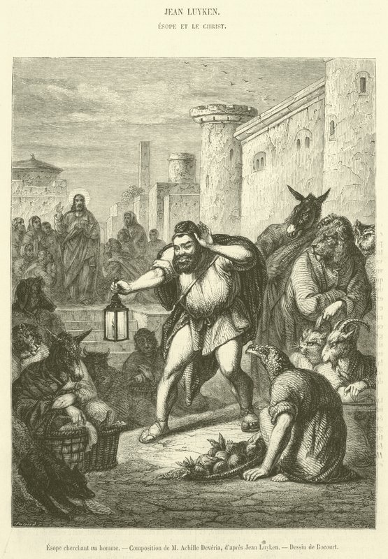 Esope zoekt een man (gravure) door French School