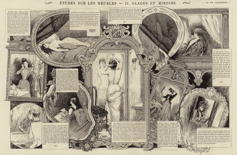 Etudes sur les meubles, Glaces et miroirs (gravure) door French School