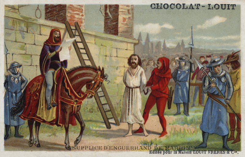 Executie van Enguerrand de Marigny, hoofdminister van Filips IV van Frankrijk, 1315 door French School