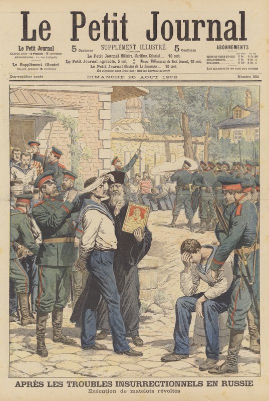 Executie van Russische matrozen die in augustus 1906 muitten door French School