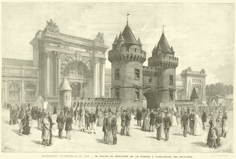 Wereldtentoonstelling van 1889, het Ministerie van Oorlog op de Esplanade des Invalides door French School