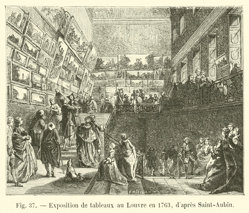 Tentoonstelling van schilderijen in het Louvre in 1763, naar Saint-Aubin door French School