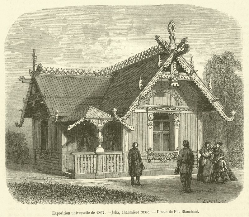 Exposition universelle de 1867, Isba, Russische hut door French School