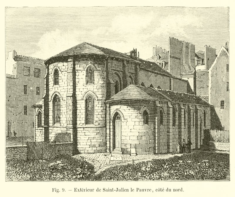 Exterieur van Saint-Julien le Pauvre, noordzijde door French School