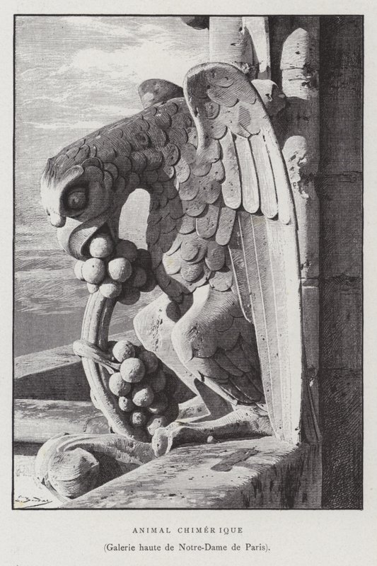 Beeld van een chimerisch dier, van de bovenste galerij van Notre Dame de Paris door French School
