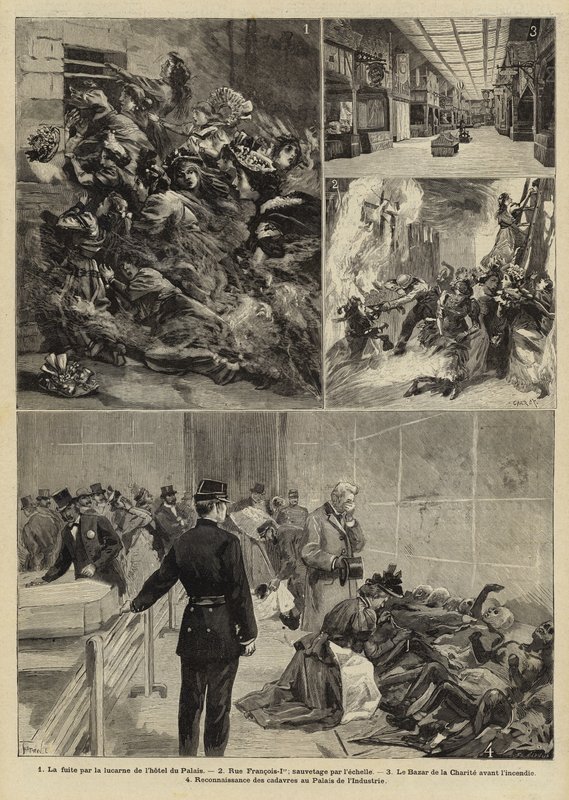 Brand in de Bazar de la Charité, Parijs, 1897 door French School