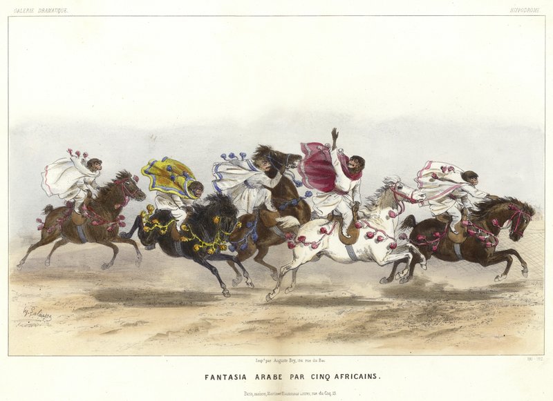 Vijf verklede apen te paard door French School