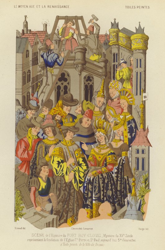Stichting van de Abdij van St. Genevieve, Parijs, tijdens het bewind van Clovis, Koning der Franken door French School