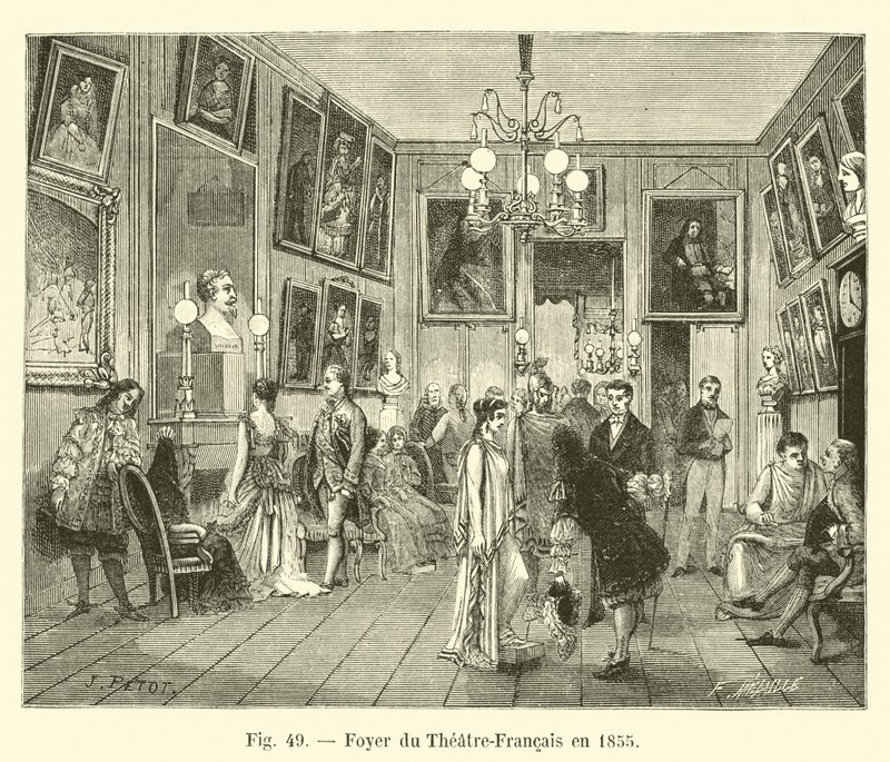 Foyer van het Théâtre-Français in 1855 door French School