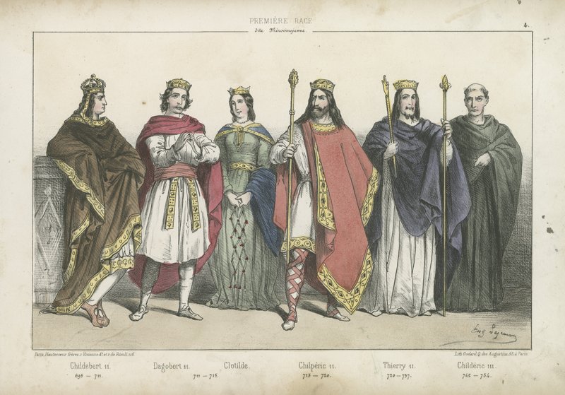 Frankische koningen en koninginnen van de Merovingische dynastie door French School