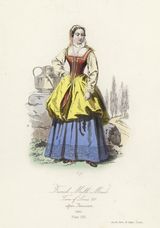 Franse melkmeid uit de tijd van Lodewijk XIV door French School