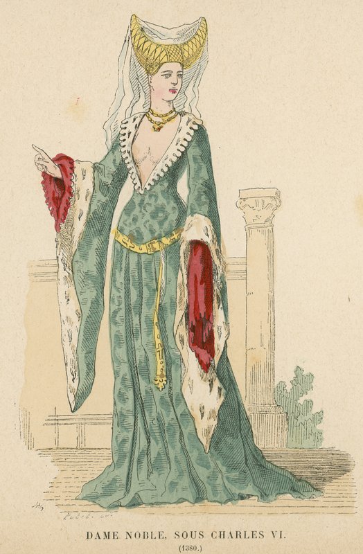 Franse edelvrouw uit het bewind van Karel VI, 1380 door French School