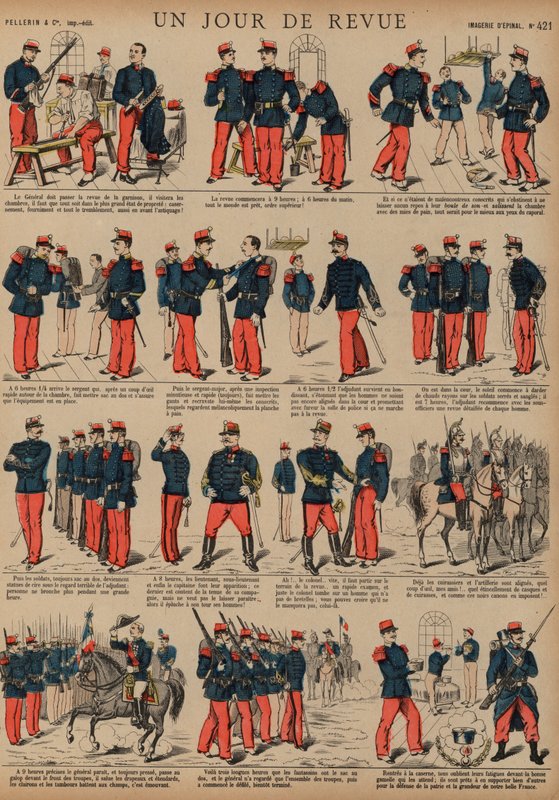 Franse soldaten op de dag van een review door French School