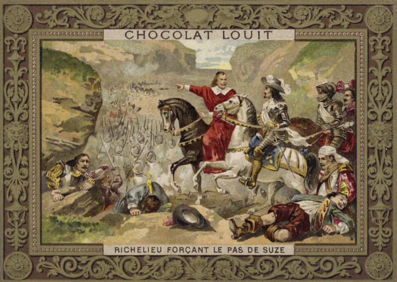 Franse troepen onder bevel van kardinaal Richelieu forceren de pas bij Suza, Savoye, 1629 door French School