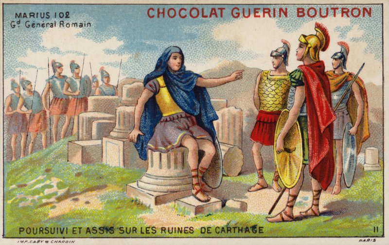 Gaius Marius in ballingschap tussen de ruïnes van Carthago door French School