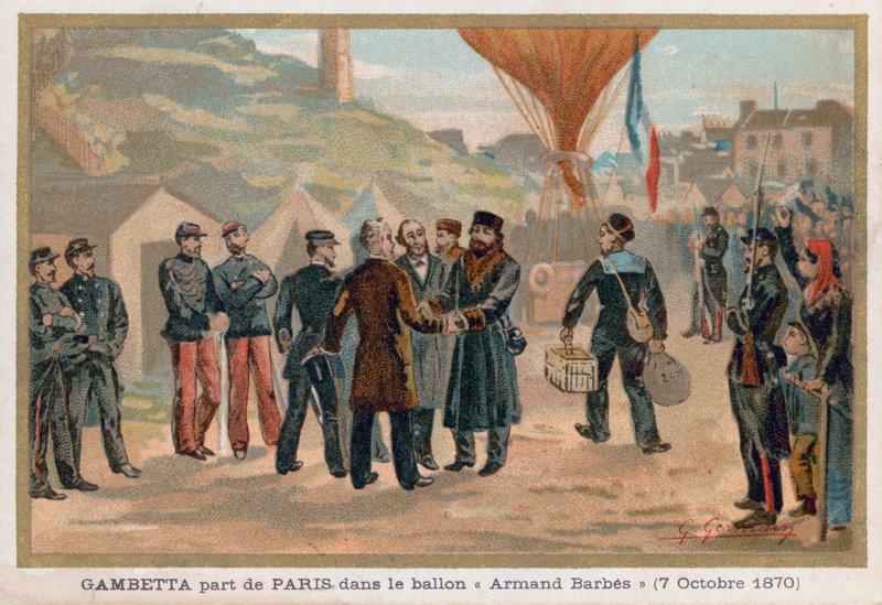 Gambetta verlaat Parijs in de luchtballon Armand-Barbes door French School
