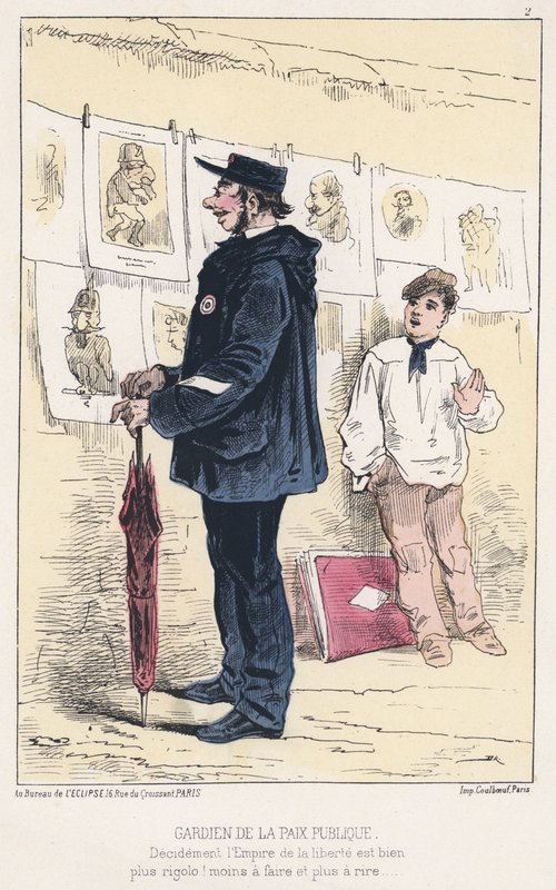 Gardien de la Paix Publique (gekleurde gravure) door French School