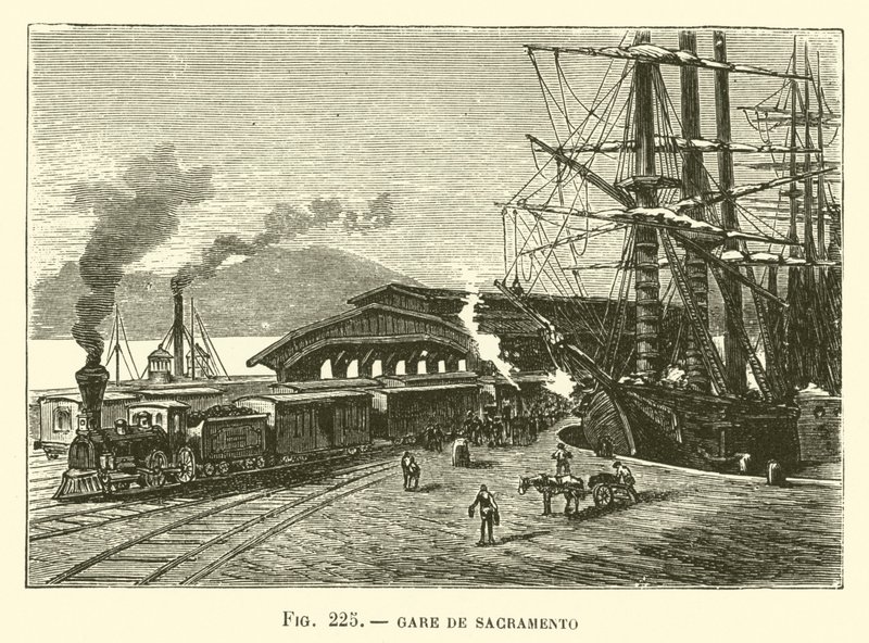 Station van Sacramento (gravure) door French School