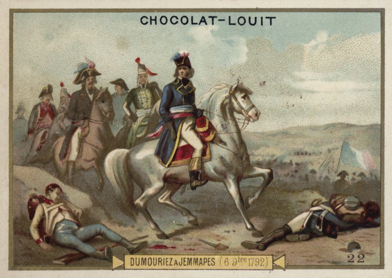 Generaal Dumouriez bij de Slag van Jemappes, 6 november 1792 door French School