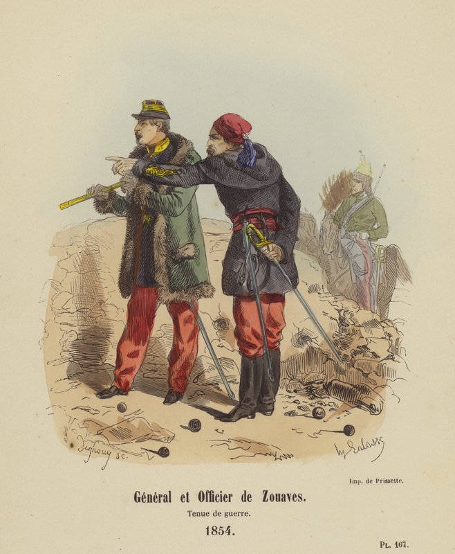 Generaal en Officier van de Zouaven, Oorlogskleding door French School