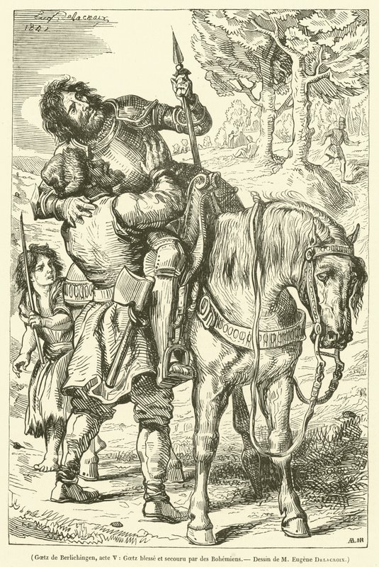 Goetz de Berlichingen, acte V, Goetz gewond en geholpen door Bohemiens door French School