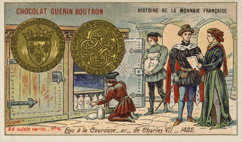 Gouden ecu à la couronne van Karel VII door French School