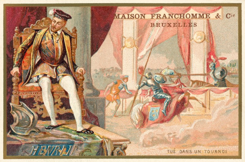 Hendrik II van Frankrijk gedood op een toernooi door Gabriel Montgomery door French School