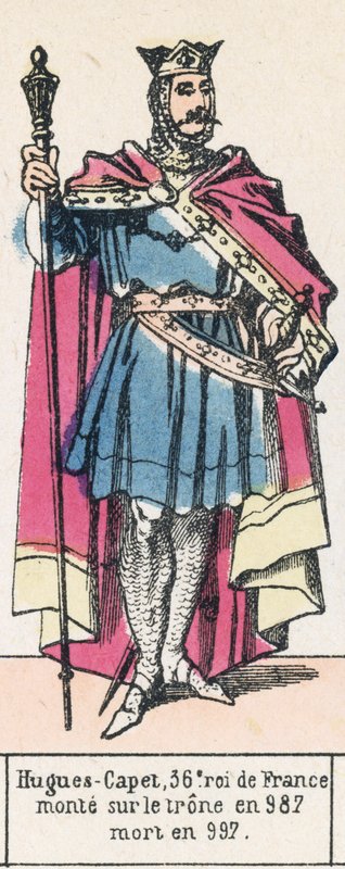 Hugo Capet, 36e koning van Frankrijk, besteeg de troon in 987, stierf in 997 door French School