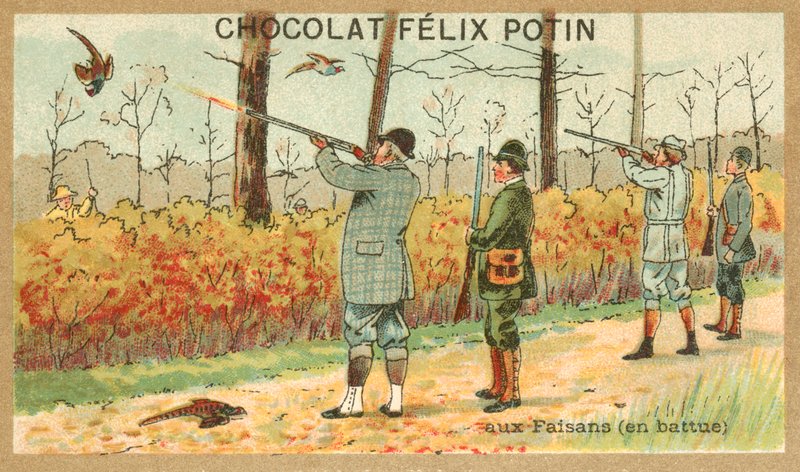 Jacht op fazant door French School