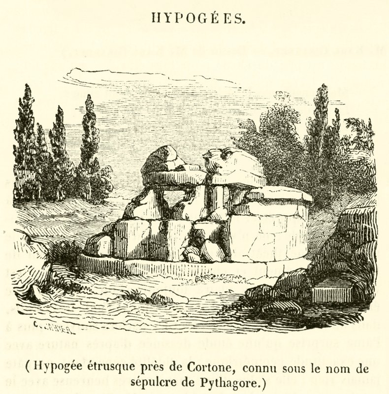 Etruskische hypogeum bij Cortona, bekend als het graf van Pythagoras door French School