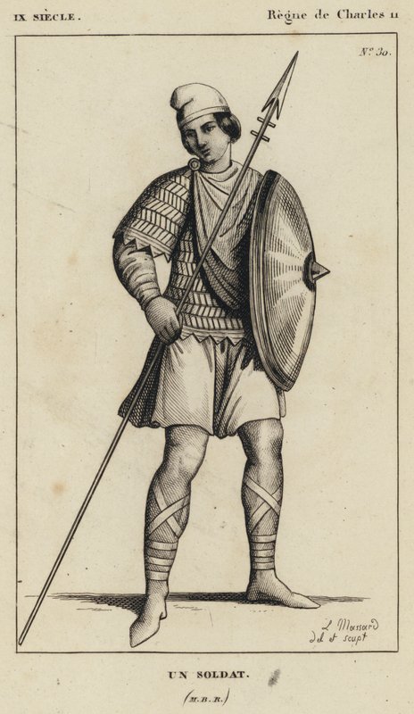 9e eeuw, Regeerperiode van Karel II, Een soldaat (gravure) door French School