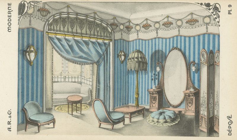 Illustratie uit interieurontwerpproductcatalogus van A R & Cie, Frankrijk door French School