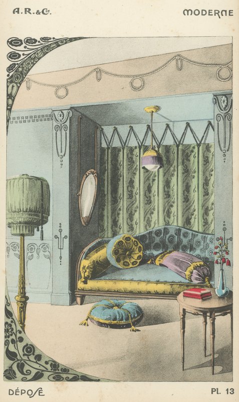 Illustratie uit interieurontwerpproductcatalogus van A R & Cie, Frankrijk door French School