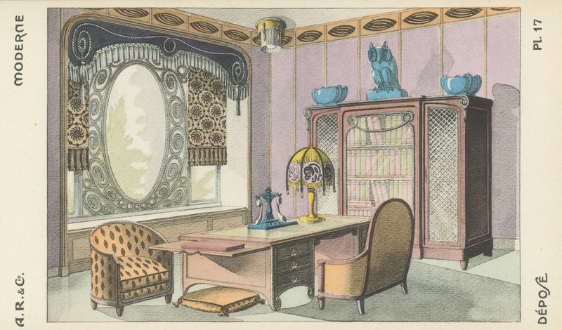 Illustratie uit interieurontwerpproductcatalogus van A R & Cie, Frankrijk door French School