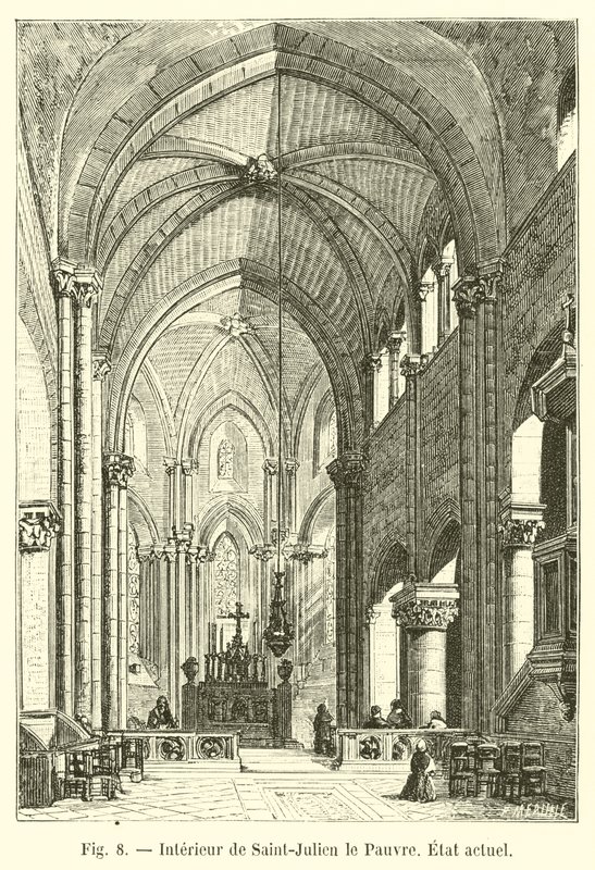 Interieur van Saint-Julien le Pauvre, huidige staat door French School