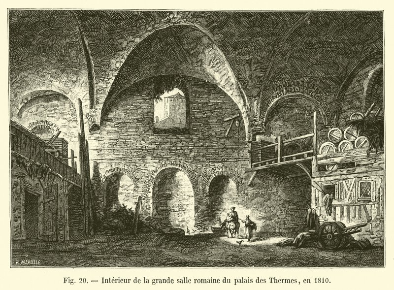 Interieur van de grote Romeinse zaal van het Thermenpaleis, in 1810 door French School
