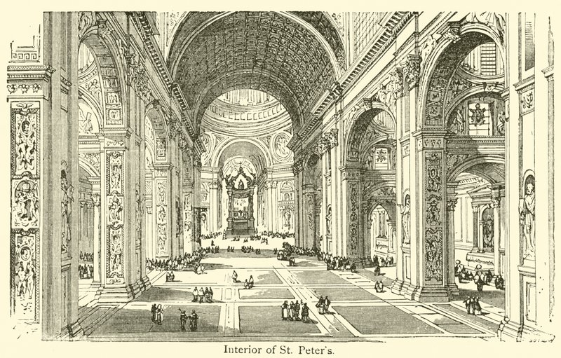 Interieur van de Sint-Pietersbasiliek door French School