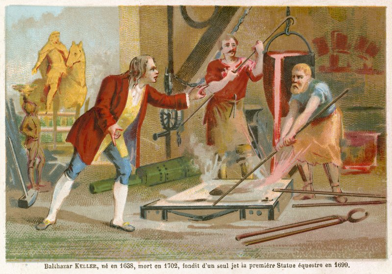 Jean-Balthazar Keller giet het eerste ruiterstandbeeld in 1699 door French School