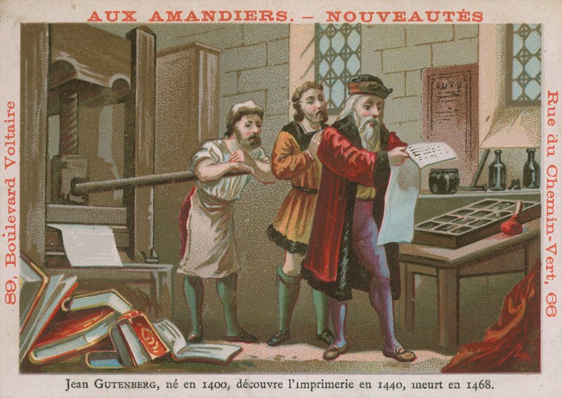 Johannes Gutenberg, 15e-eeuwse Duitse uitvinder en drukker door French School