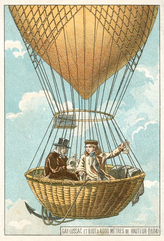 Joseph Louis Gay-Lussac en Jean-Baptiste Biot in een ballon op een hoogte van 4000 meter door French School