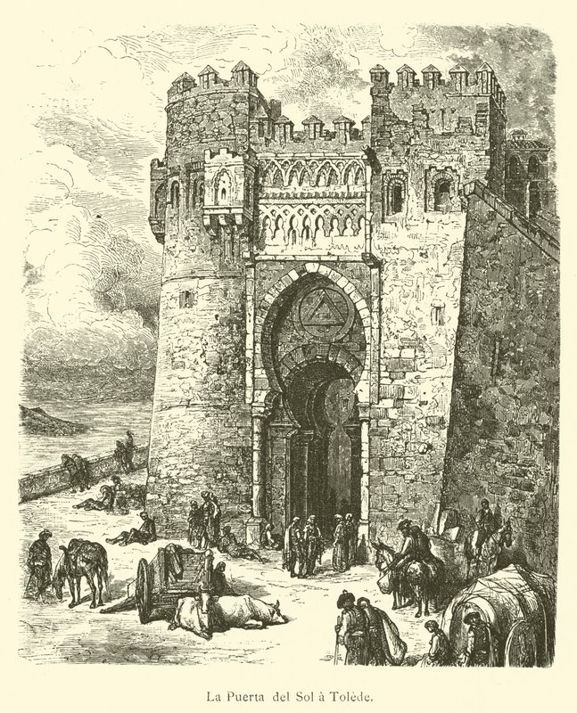 De Puerta del Sol in Toledo (gravure) door French School