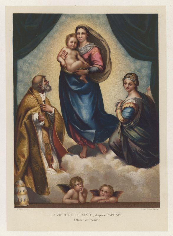 De Maagd van Sint Sixtus, naar Raphael, Museum van Dresden door French School