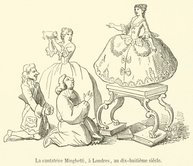 De zangeres Minghetti, in Londen, in de achttiende eeuw door French School