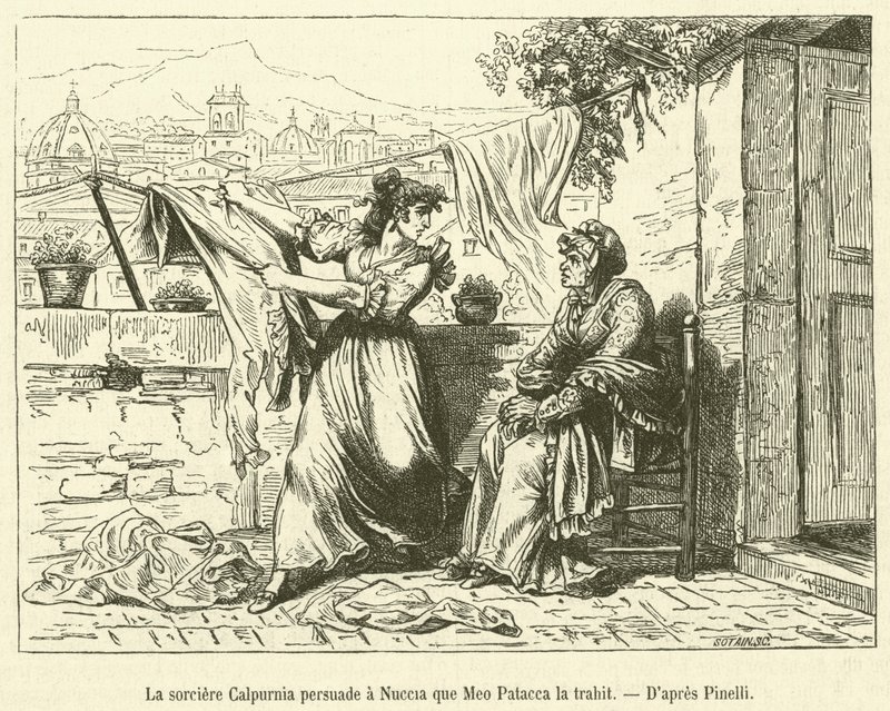 De heks Calpurnia overtuigt Nuccia dat Meo Patacca haar verraadt door French School