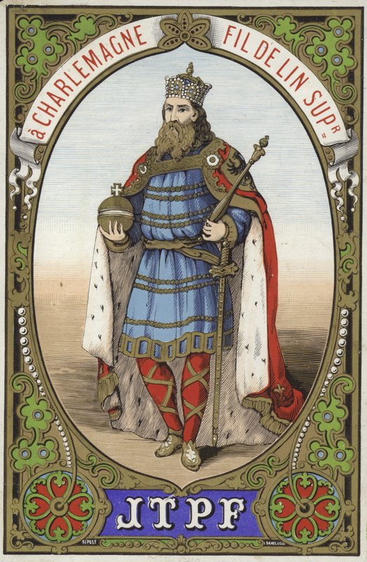 Label voor Karel de Grote draad door French School