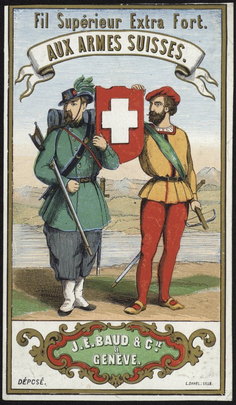 Label voor Zwitsers Leger draad door French School