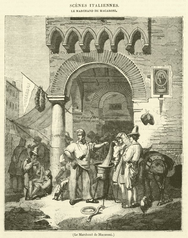 Le Marchand de Macaroni (gravure) door French School