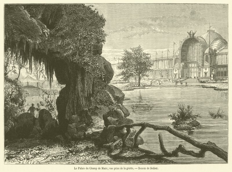 Het Paleis van Champ de Mars, gezien vanuit de grot door French School